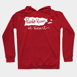 Puerto Rican At Heart: Puerto Rico State Pride Calligraphy State Silhouette Hoodie